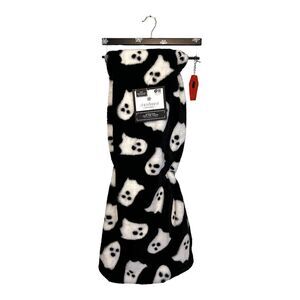 Storehouse Halloween Black & White Ghost Plush Faux Fur Throw Blanket 50x70"